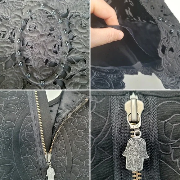 Manoush Jardin De Roses Beaded Top Black Size 6 - Picture 10 of 12